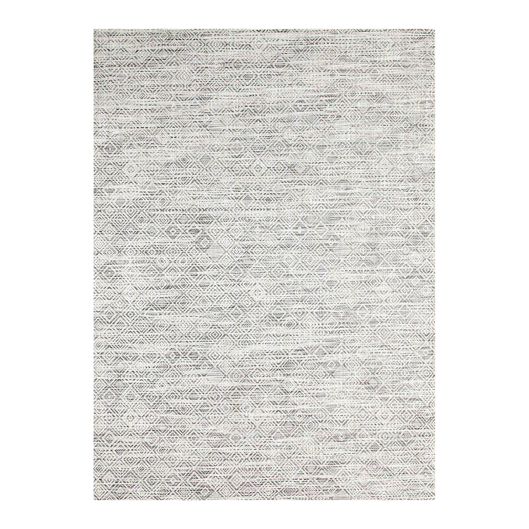 White/Black Woven Floor Mat in Black and Cool Off White