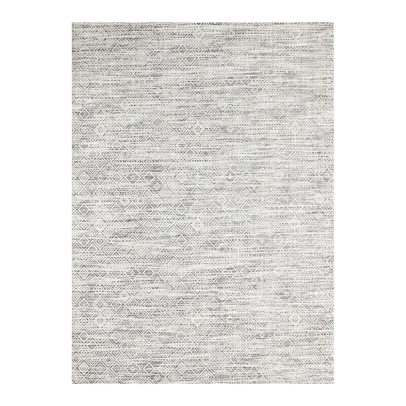 White/Black Woven Floor Mat in Black and Cool Off White