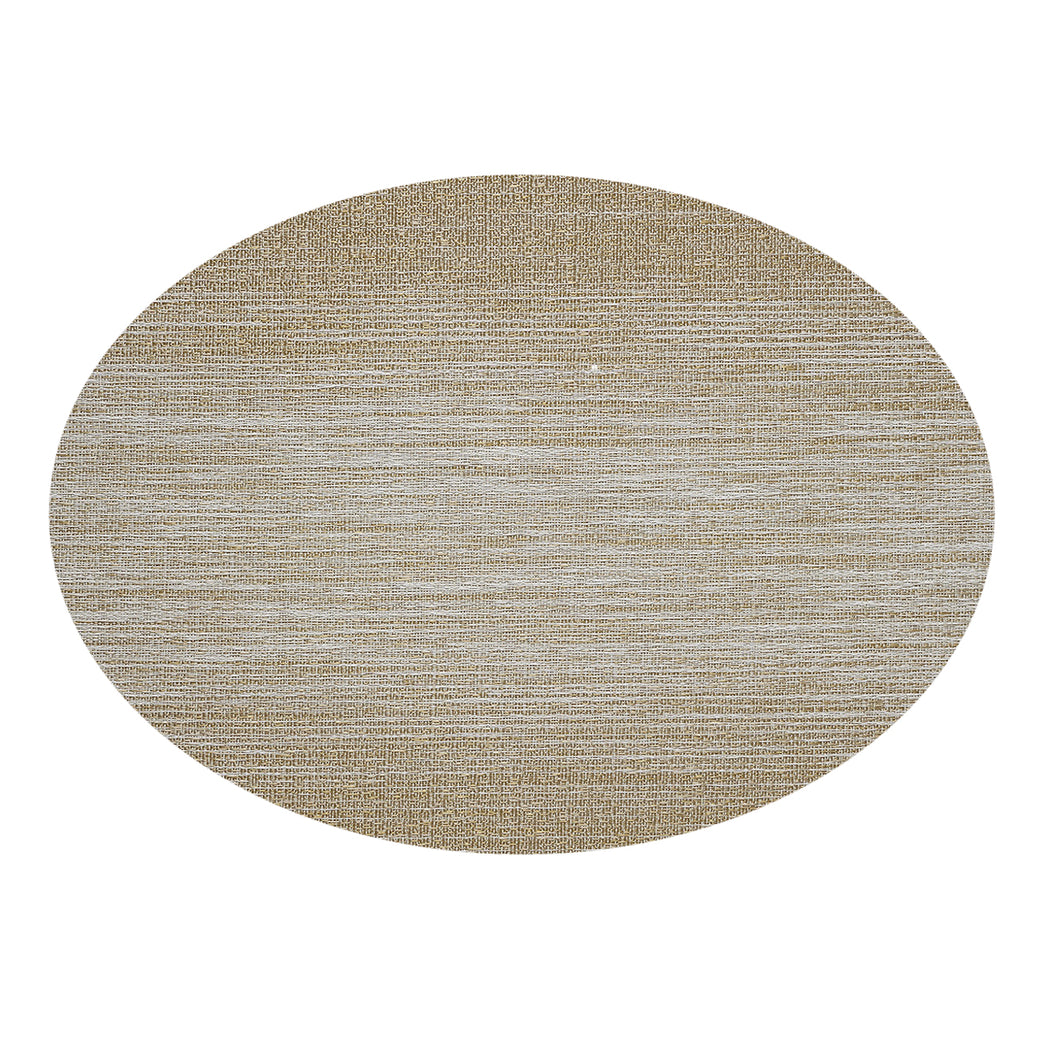 Oval Placemats in Mix of Muted Metallic Gold and White