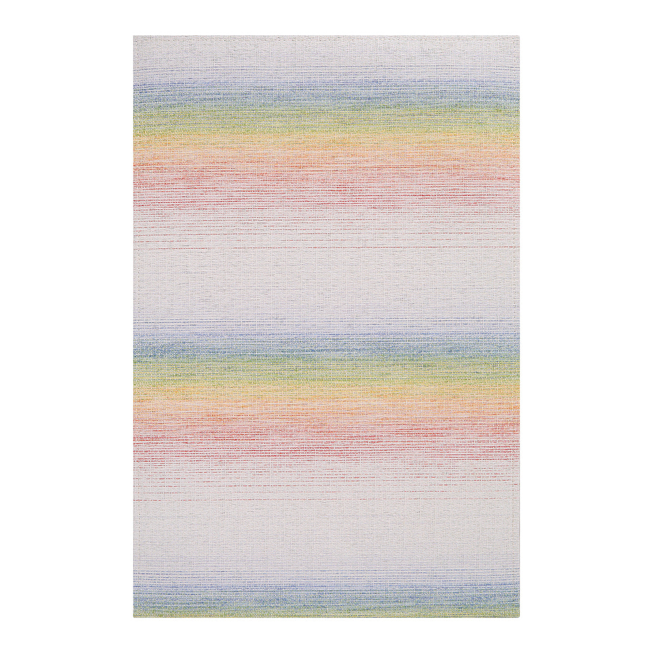 Rectangle Woven Floor Mat in Light Neutral Beige with Red, Orange, Yellow, Green, Blue and Violet
