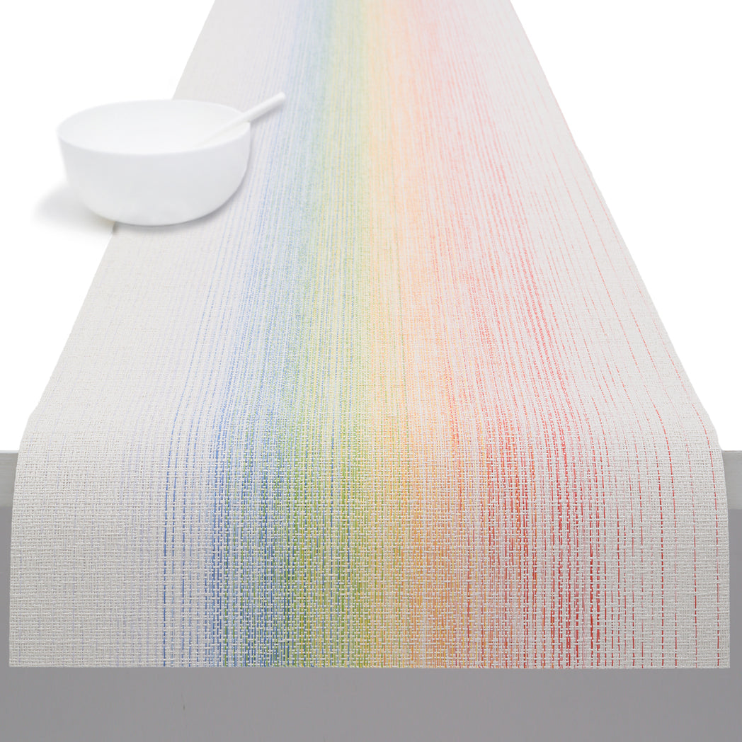 14'' x 72'' Table Runners in Light Neutral Beige with Red, Orange, Yellow, Green, Blue and Violet