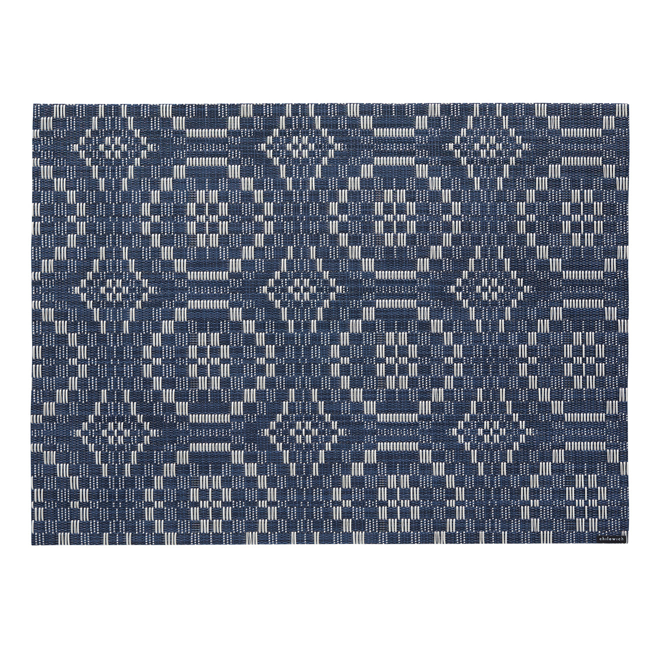 Denim Placemats in Muted Dark Blue with Off White Accent