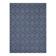 Denim Woven Floor Mat in Muted Dark Blue with Off White Accent