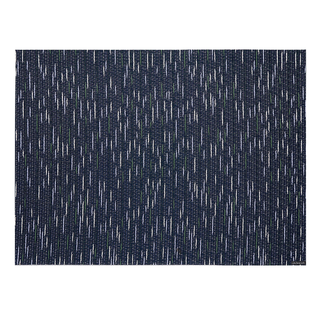 Indigo Placemats in Dark Navy Blue Base with White, Lavender and Cool Green Accents