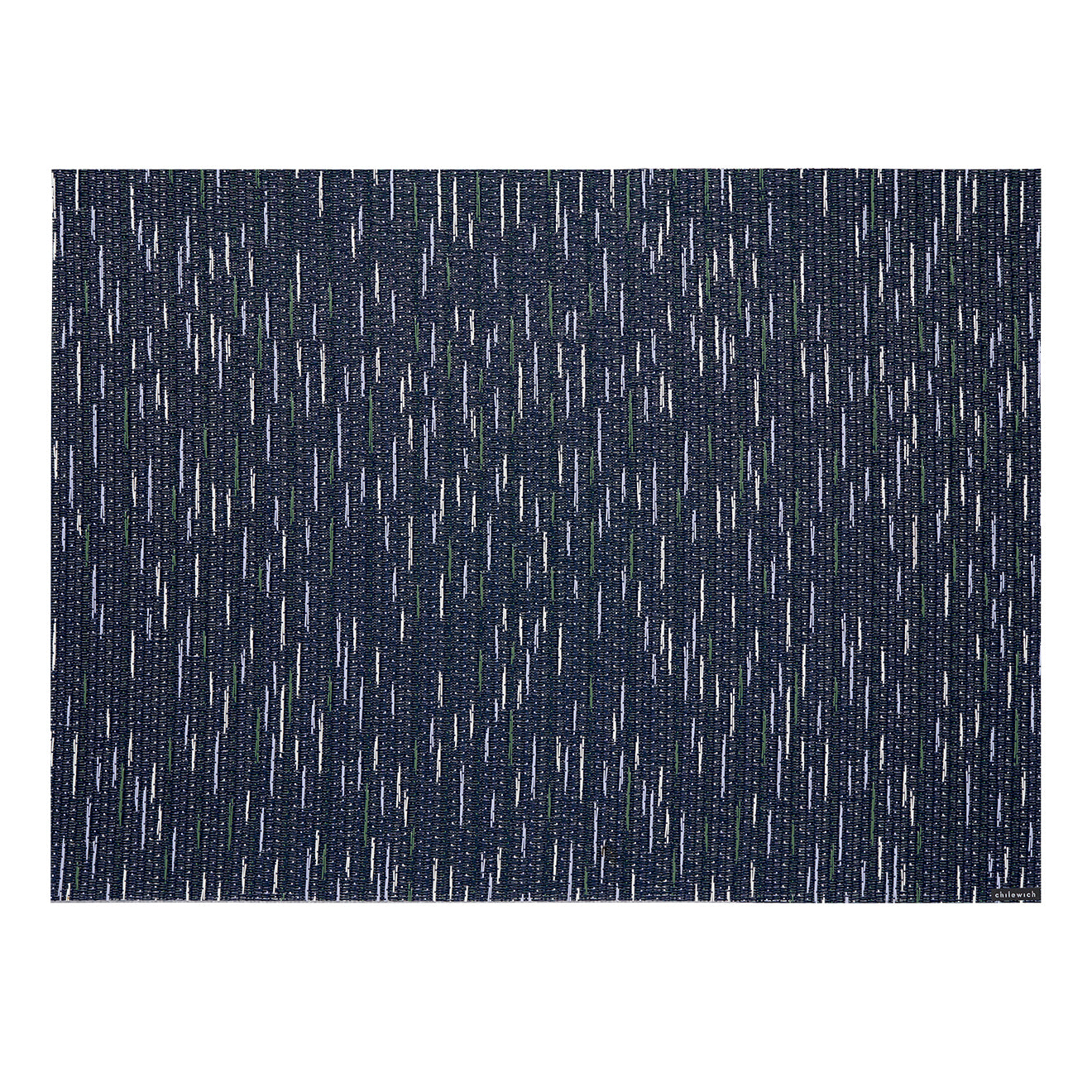 Indigo Placemats in Dark Navy Blue Base with White, Lavender and Cool Green Accents