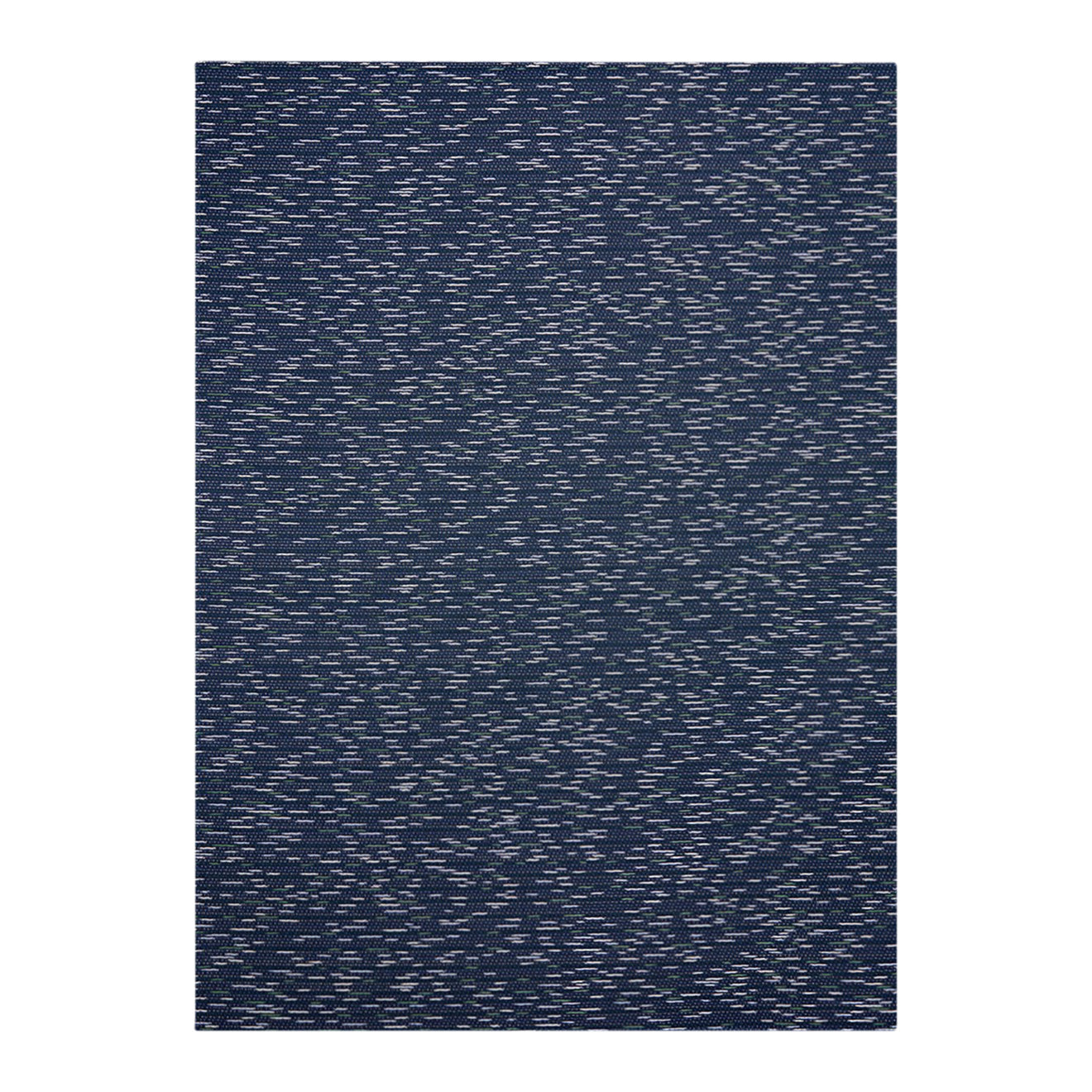 Indigo Woven Floor Mat in Dark Navy Blue Base with White, Lavender and Cool Green Accents