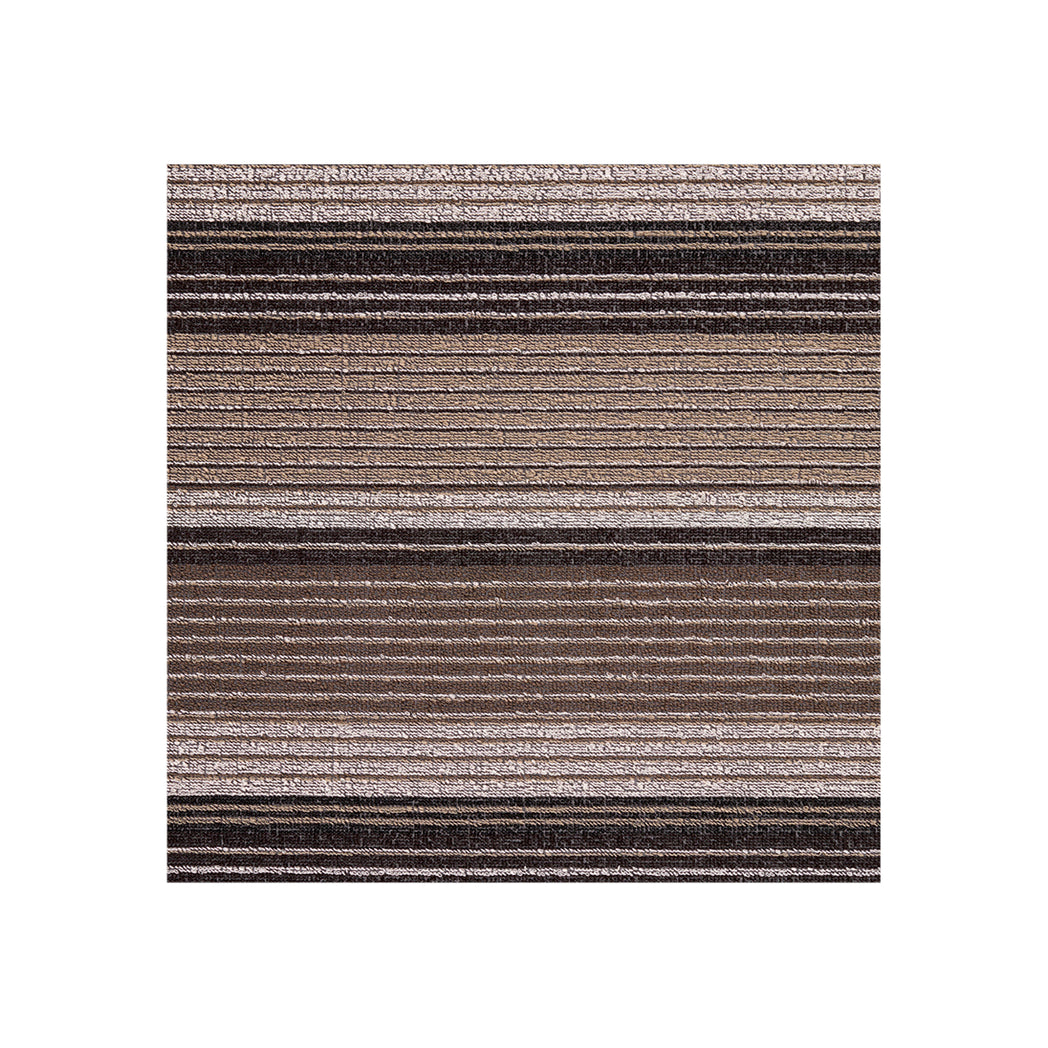 Chilewich striped woven mat with textured terrastrand yarn surface, featuring modern linear design and durable finish.