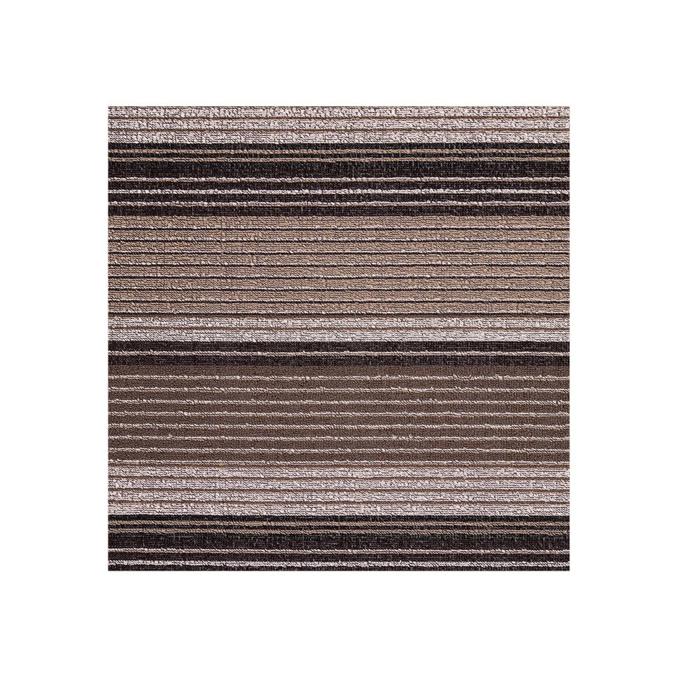Chilewich striped woven mat with textured terrastrand yarn surface, featuring modern linear design and durable finish.