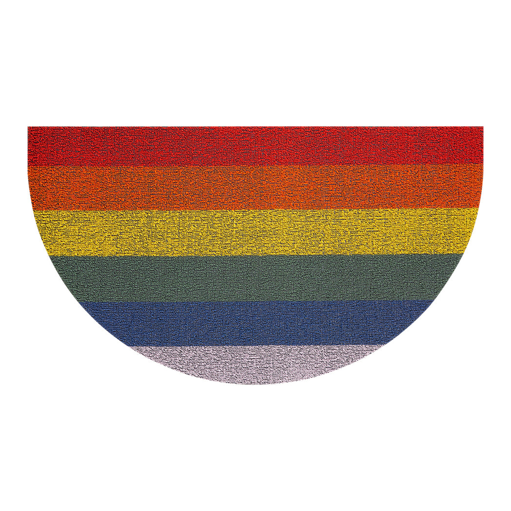 Welcome Mat Shag Mats in Mix of Red, Orange, Yellow, Green, Blue and Lavender