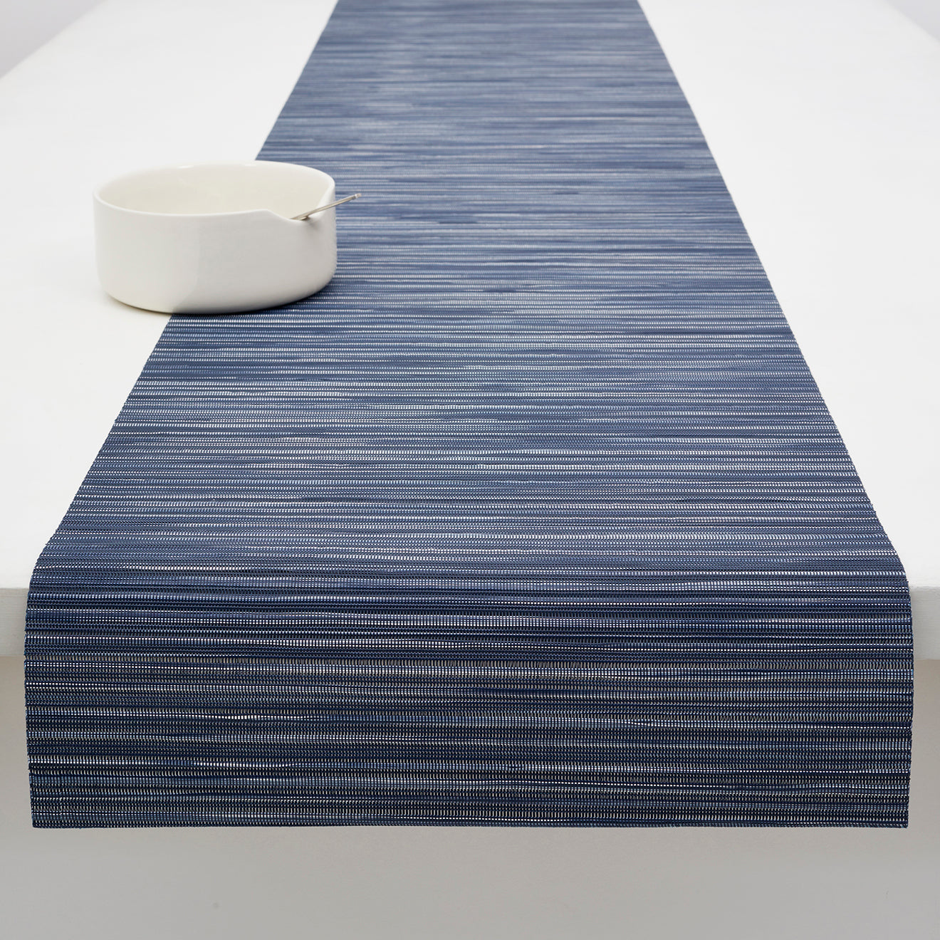 14'' x 72'' Table Runners in Dark Navy With Subtle Light Blue and White Accents