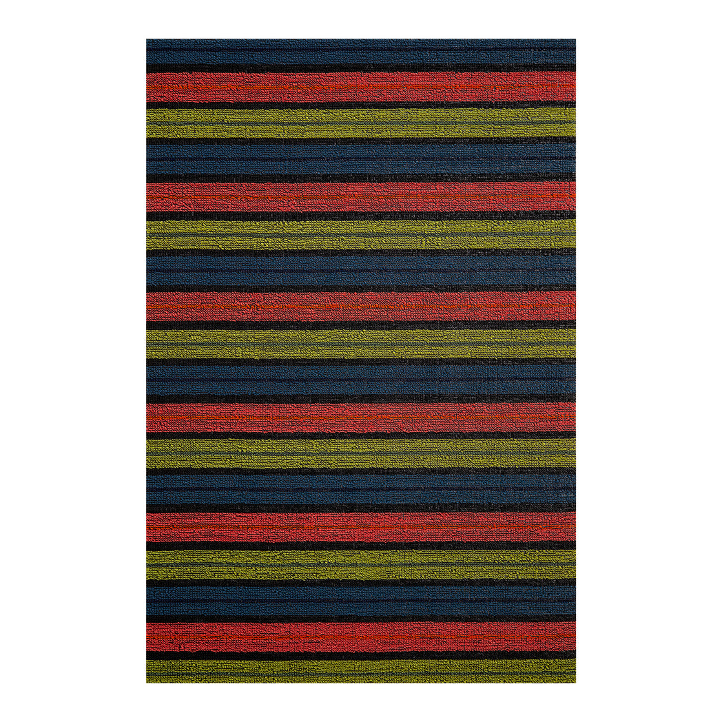 Rectangle Shag Mats in Mix of Warm Pink, Yellow Green, Midtone Blue and Black