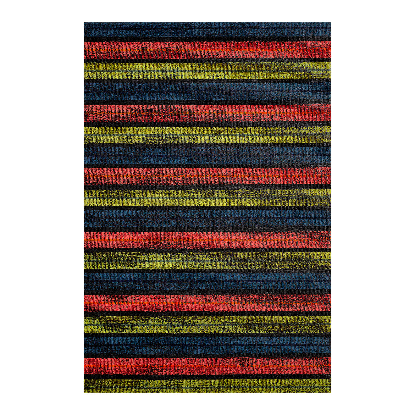 Rectangle Shag Mats in Mix of Warm Pink, Yellow Green, Midtone Blue and Black