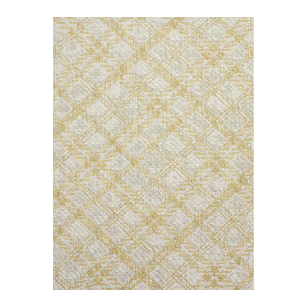 Wheat Woven Floor Mat in Mustard with White