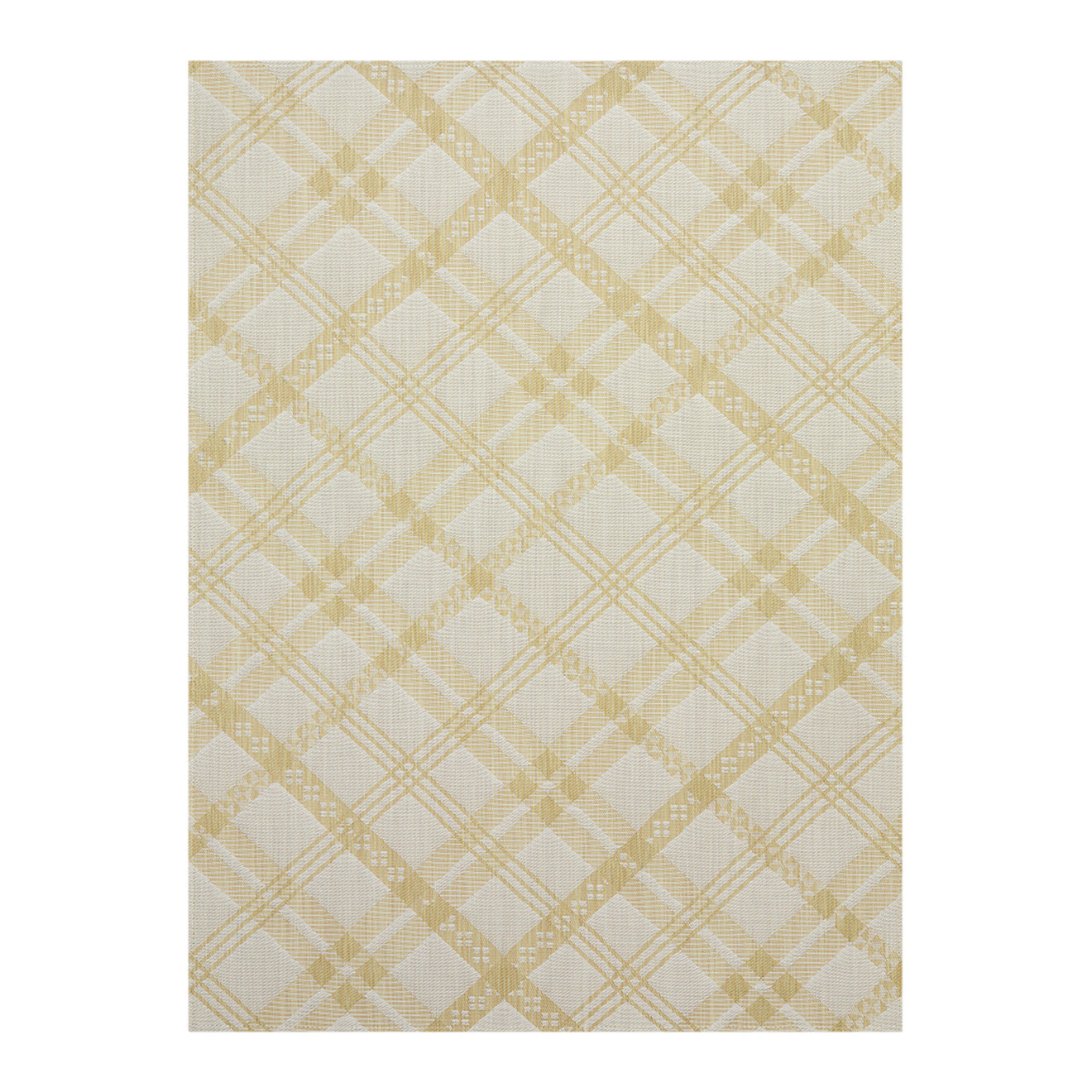 Wheat Woven Floor Mat in Mustard with White