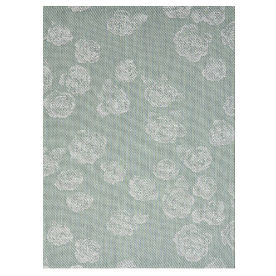 Abalone Woven Floor Mat in Muted Light Blue Green with White