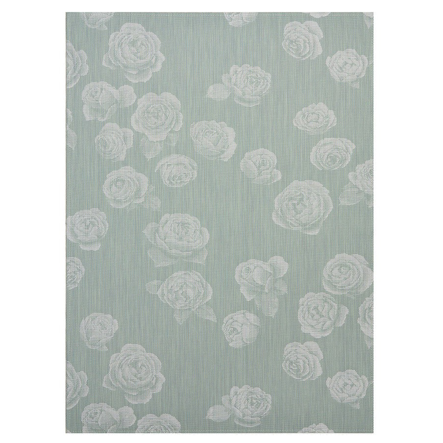 Abalone Woven Floor Mat in Muted Light Blue Green with White