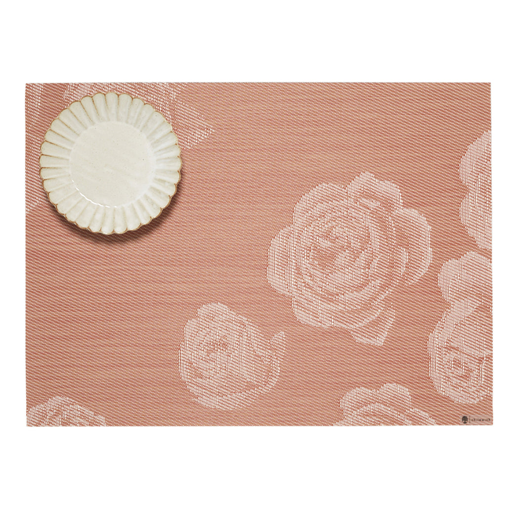 Burnt Coral Placemats in Muted Midtone Warm Red with White
