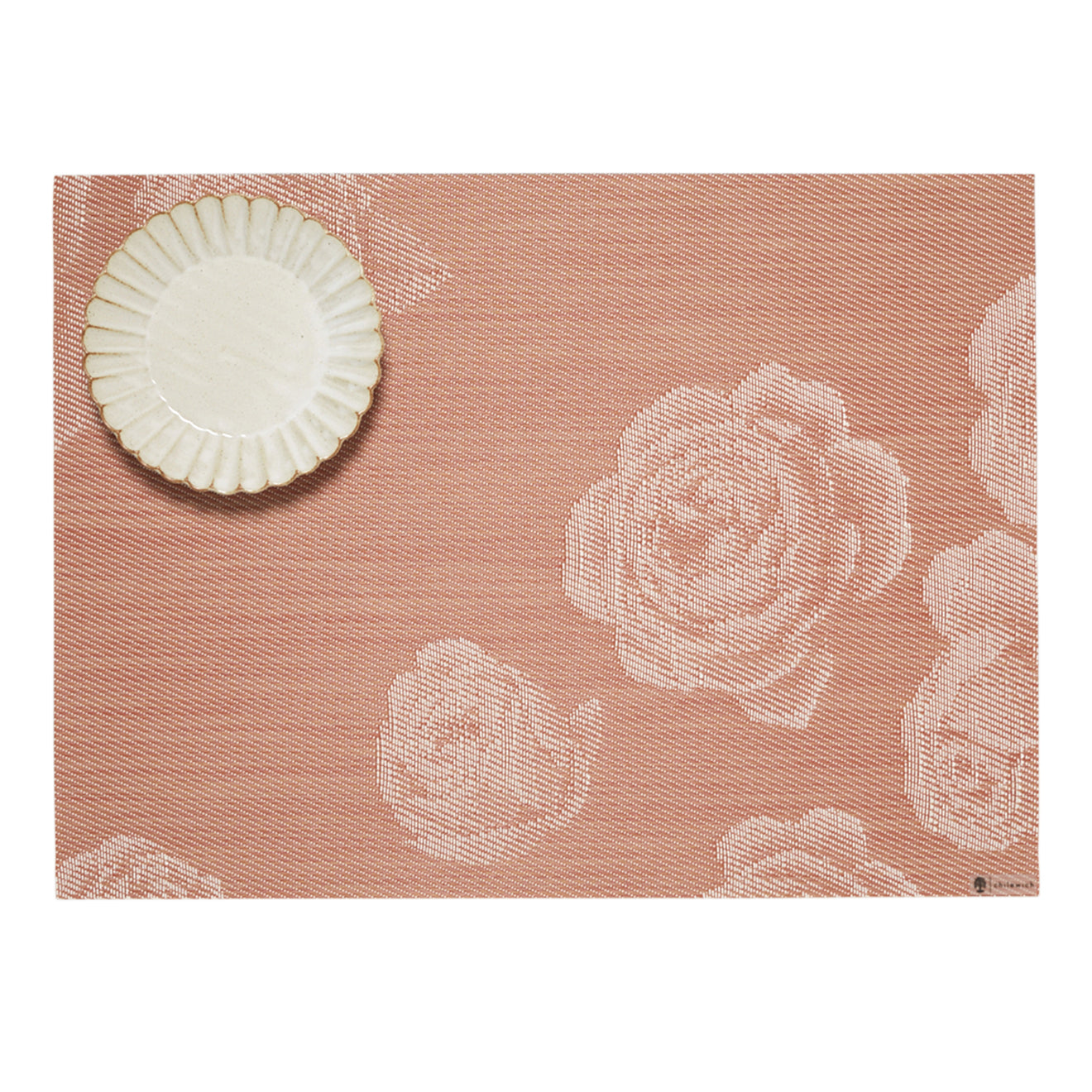 Burnt Coral Placemats in Muted Midtone Warm Red with White