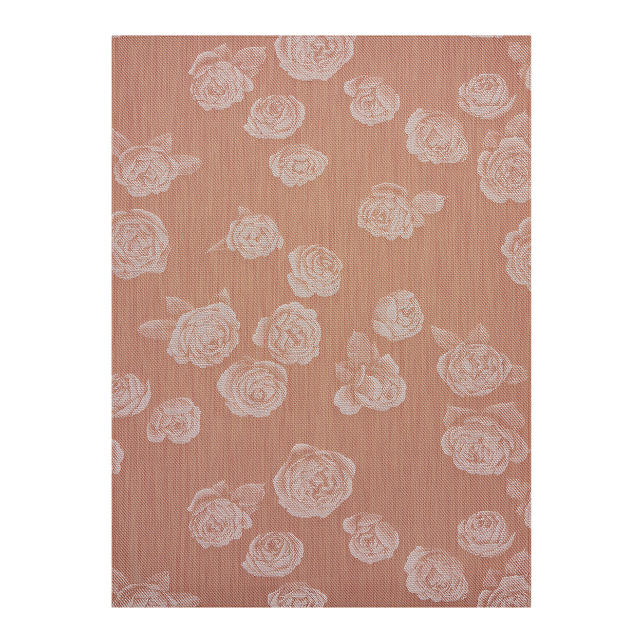 Burnt Coral Woven Floor Mat in Muted Midtone Warm Red with White