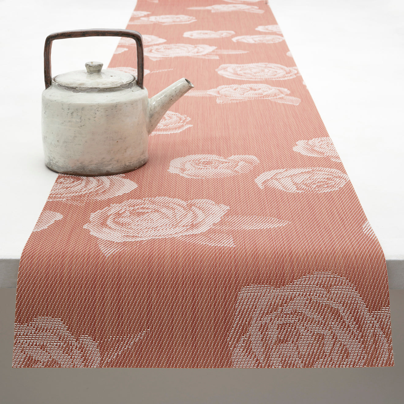 14'' x 72'' Table Runners in Muted Light Warm Red with Light Neutral Beige