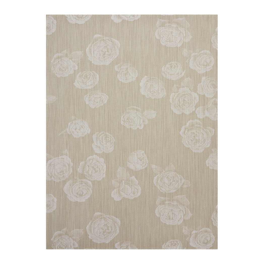 Flax Woven Floor Mat in Light Neutral Beige with White