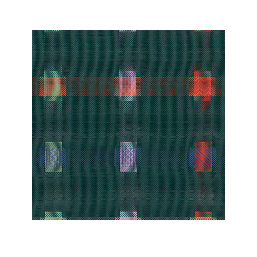 Fir Woven Floor Mat in Dark Green Base with Turquoise, Dark Pink, Light Green Lavender and Vivid Red Orange