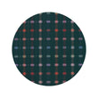 Round Woven Floor Mat in Dark Green Base with Turquoise, Dark Pink, Light Green Lavender and Vivid Red Orange