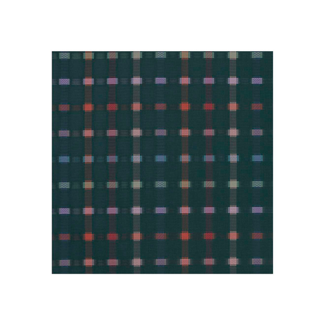 Square Woven Floor Mat in Dark Green Base with Turquoise, Dark Pink, Light Green Lavender and Vivid Red Orange