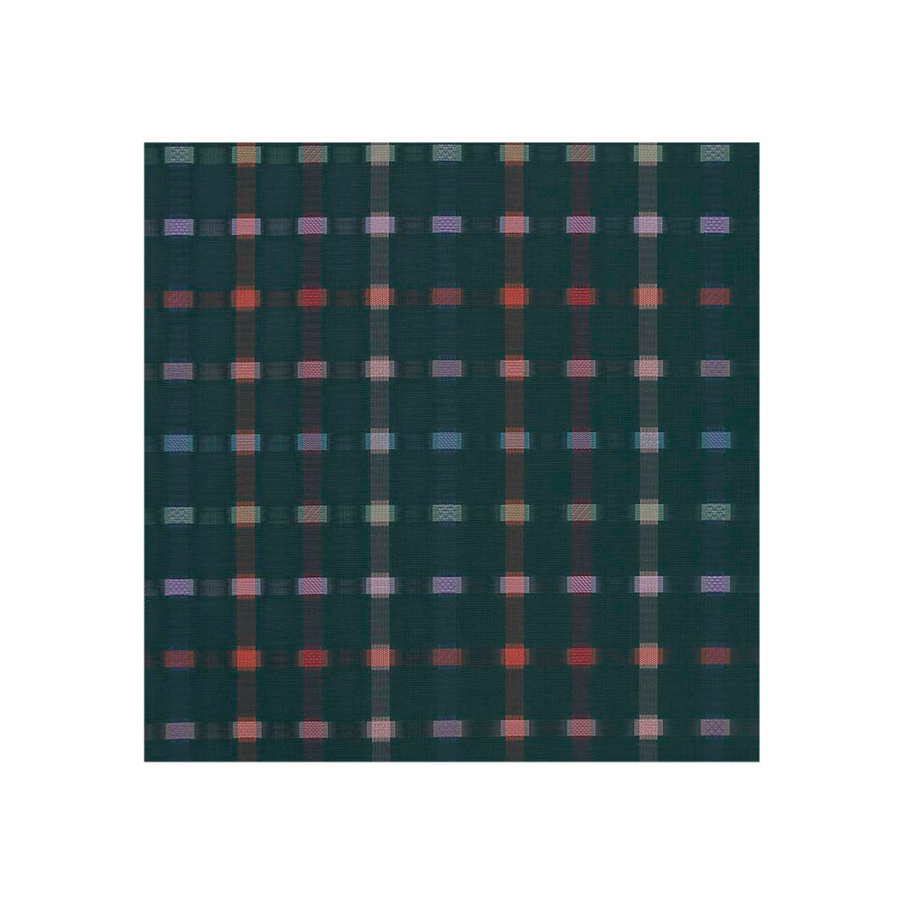 Square Woven Floor Mat in Dark Green Base with Turquoise, Dark Pink, Light Green Lavender and Vivid Red Orange