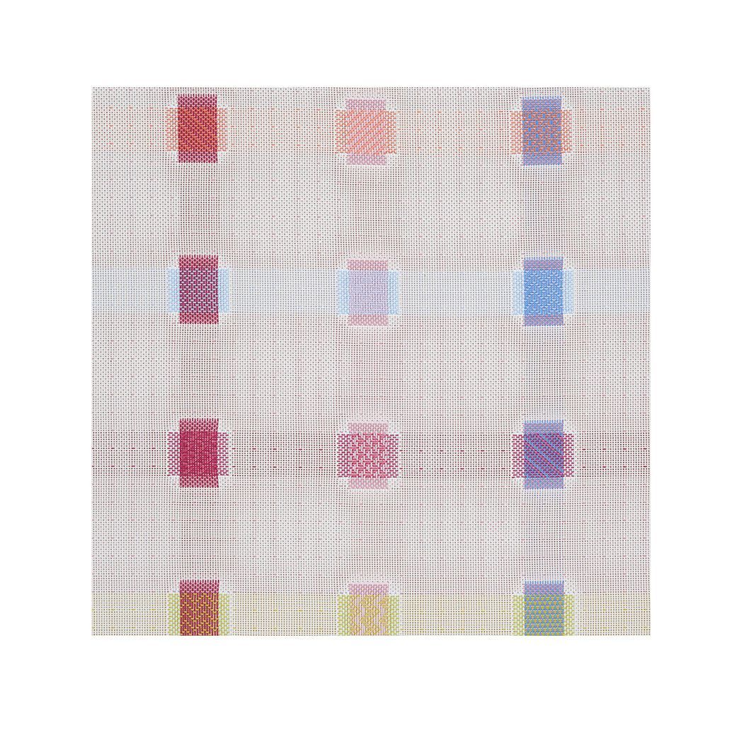Multi Woven Floor Mat in Light Neutral Base with Vivid Oranges, Pinks, Blues and Greens