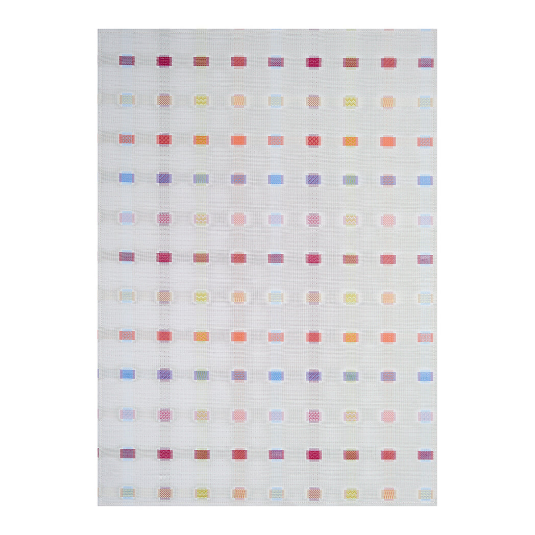 Multi Woven Floor Mat in Light Neutral Base with Vivid Oranges, Pinks, Blues and Greens