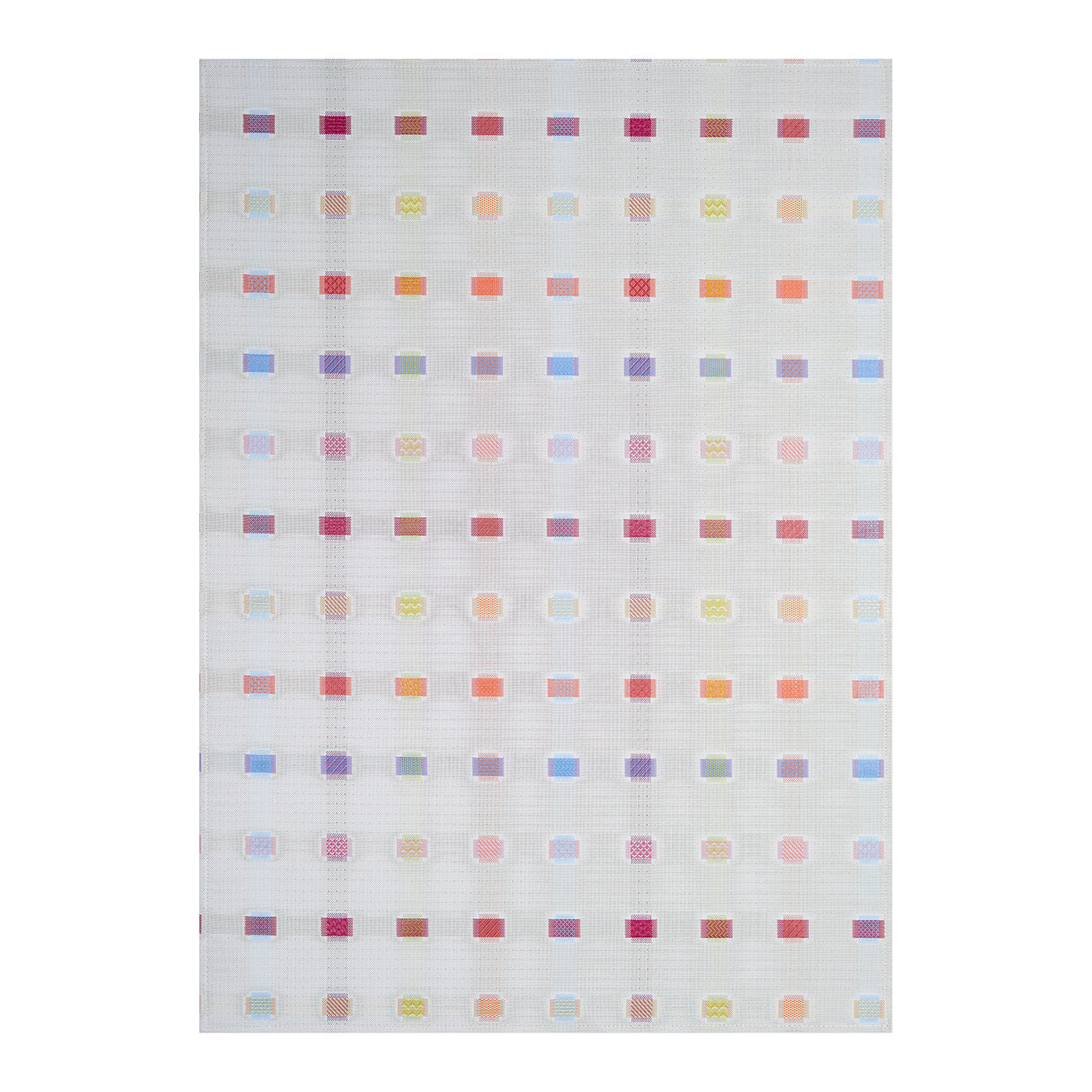 Multi Woven Floor Mat in Light Neutral Base with Vivid Oranges, Pinks, Blues and Greens
