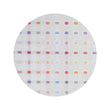 Round Woven Floor Mat in Light Neutral Base with Vivid Oranges, Pinks, Blues and Greens