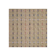 Square Woven Floor Mat in Midtone Warm Beige Base with Black, Dark Green, Light Pink, Golden Brown and White