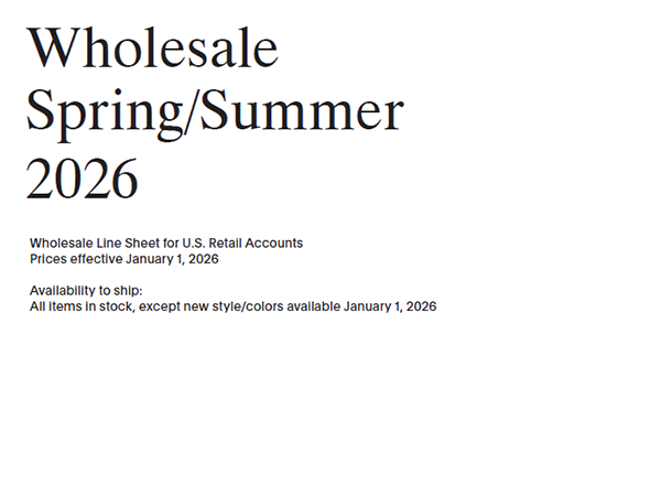 Spring/Summer 2026 Wholesale Line Sheet