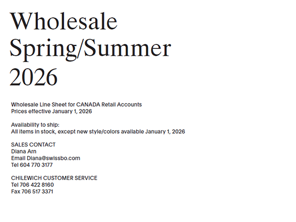 Spring/Summer 2026 Canada Line Sheet