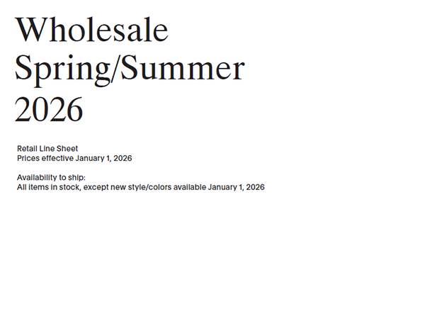 Spring/Summer 2026 Retail Line Sheet