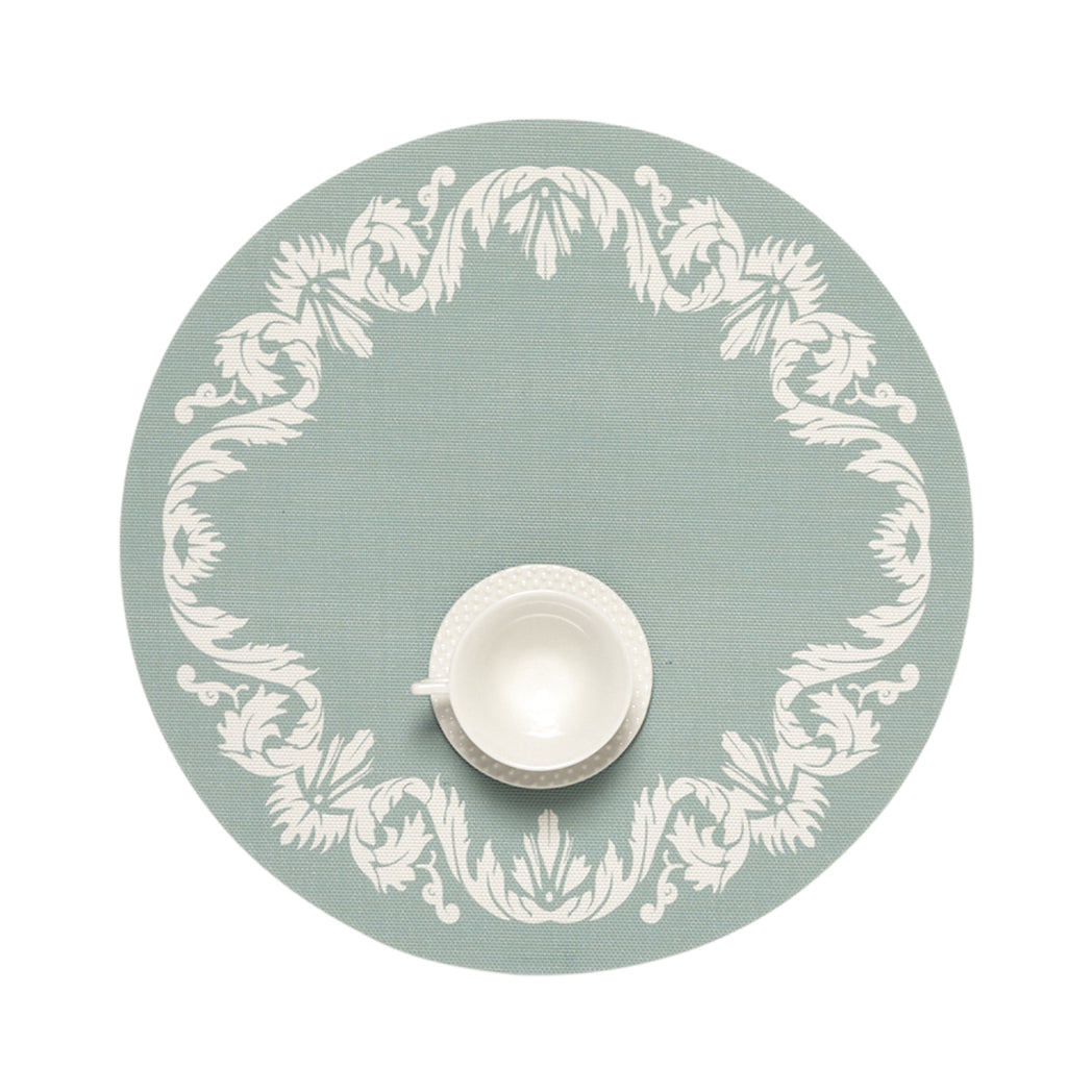 Abalone Placemats in Muted Light Blue Green with White