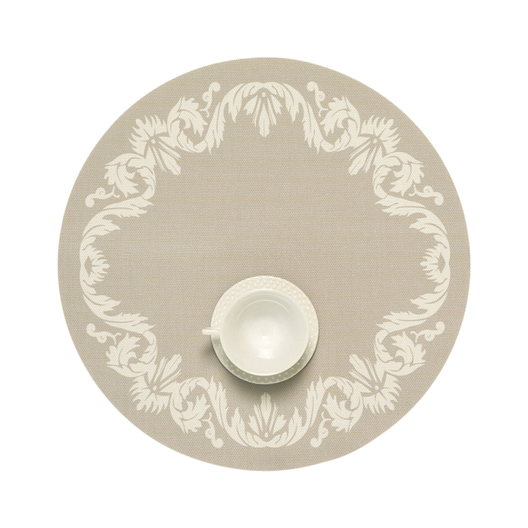 Flax Placemats in Light Neutral Beige with White