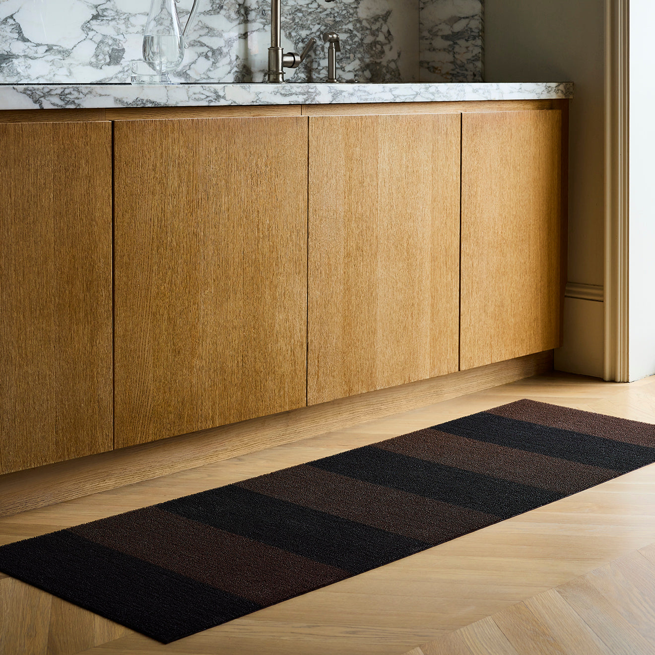 Duo Stripe Shag Mats - Mocha Runner