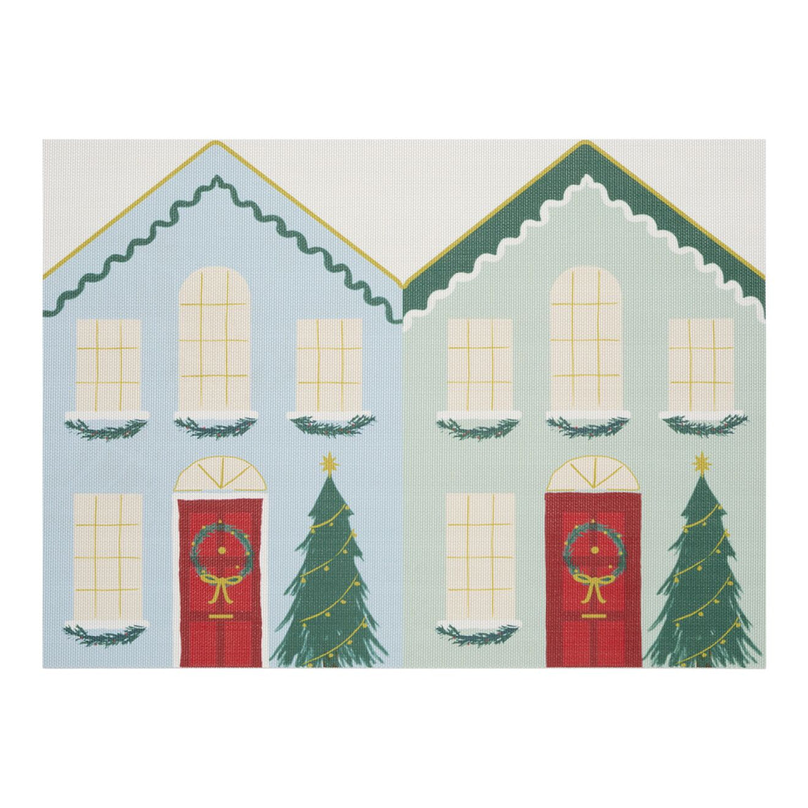 Festive Houses Placemats - Blue & Green
