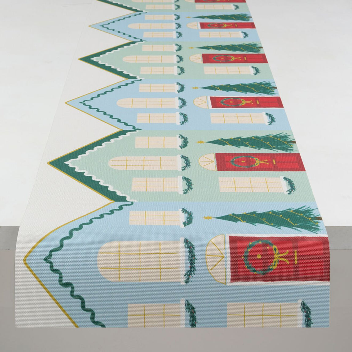 Festive Houses Table Runners - Blue & Green