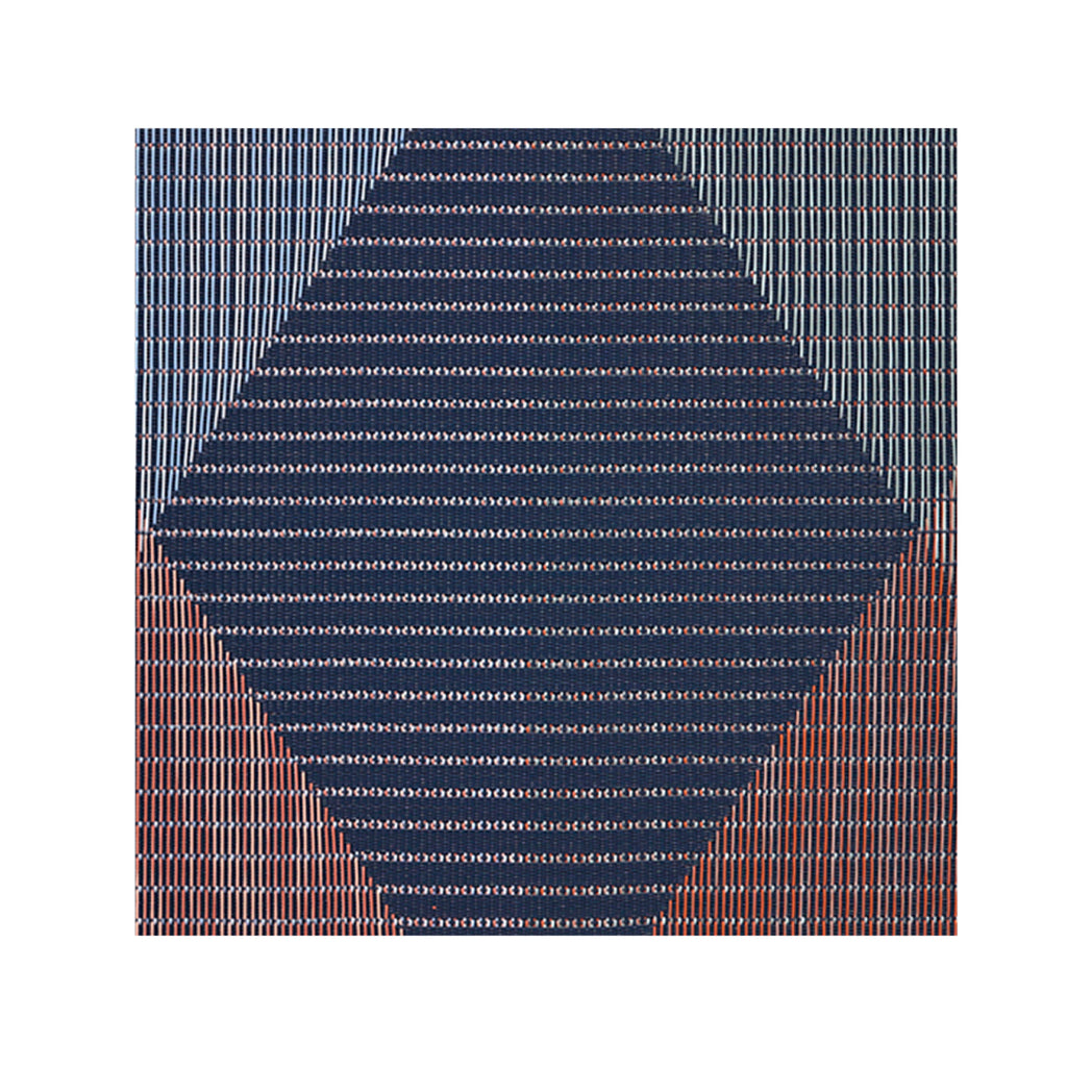 Twilight Woven Floor Mat in Dark Navy Blue with Warm Pinks, Light Blue and Light Blue Green