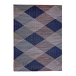 Twilight Woven Floor Mat in Dark Navy Blue with Warm Pinks, Light Blue and Light Blue Green