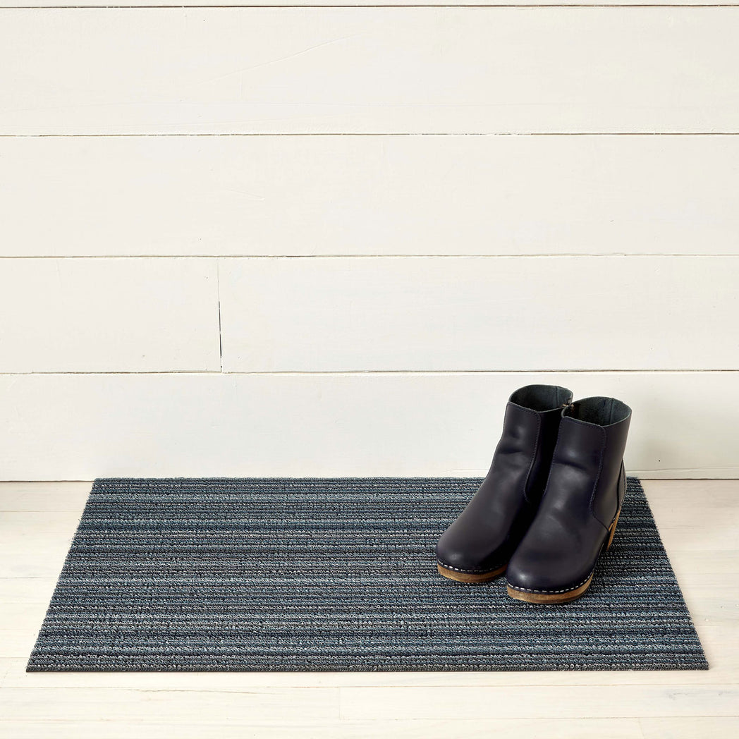 Skinny Stripe Shag Mats - Blue Doormat