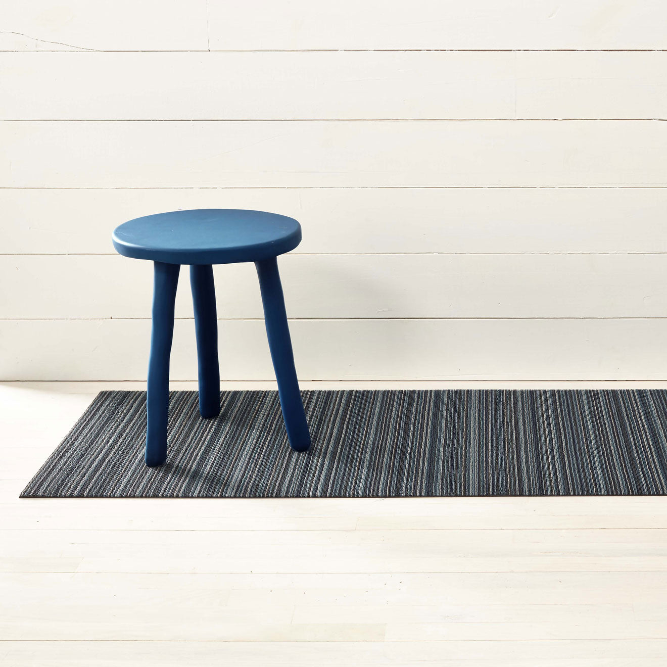 Skinny Stripe Shag Mats - Blue Runner
