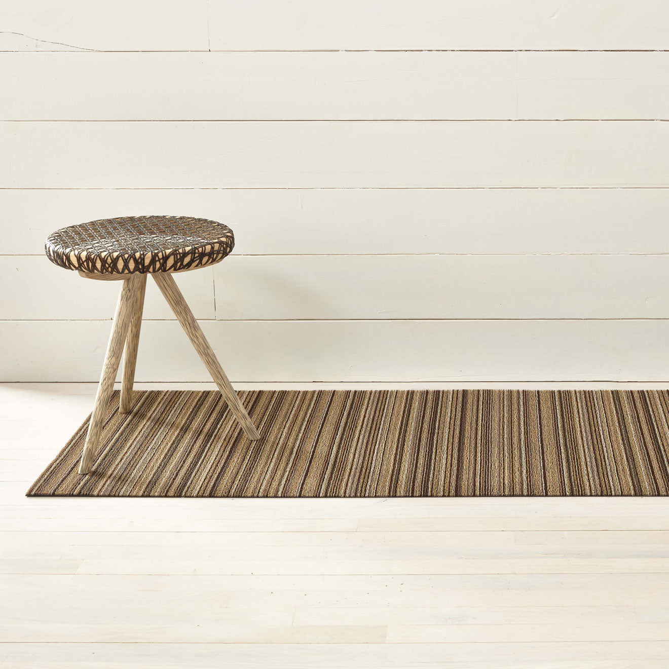 Skinny Stripe Shag Mats - Mushroom Runner