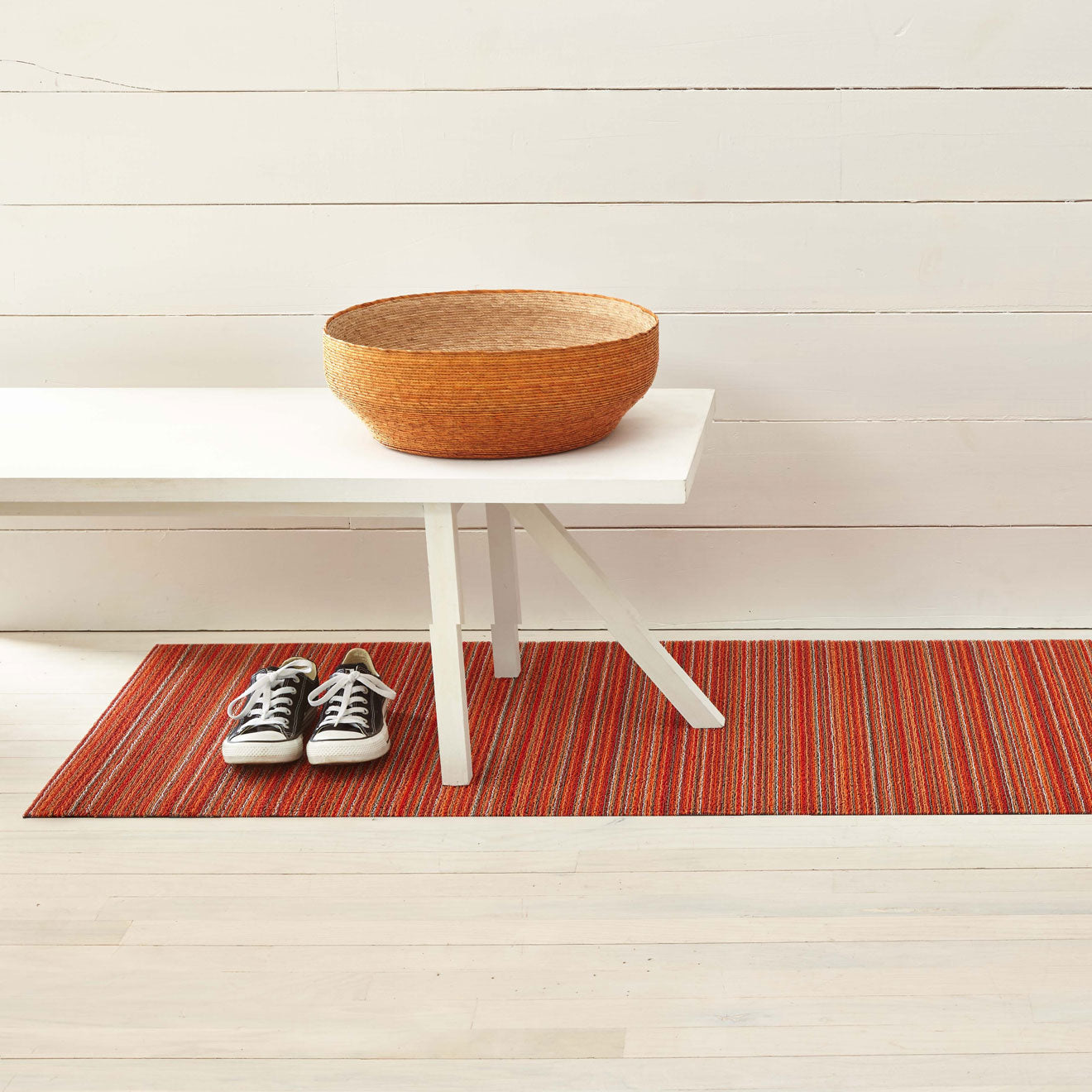 Skinny Stripe Shag Mats - Orange Runner