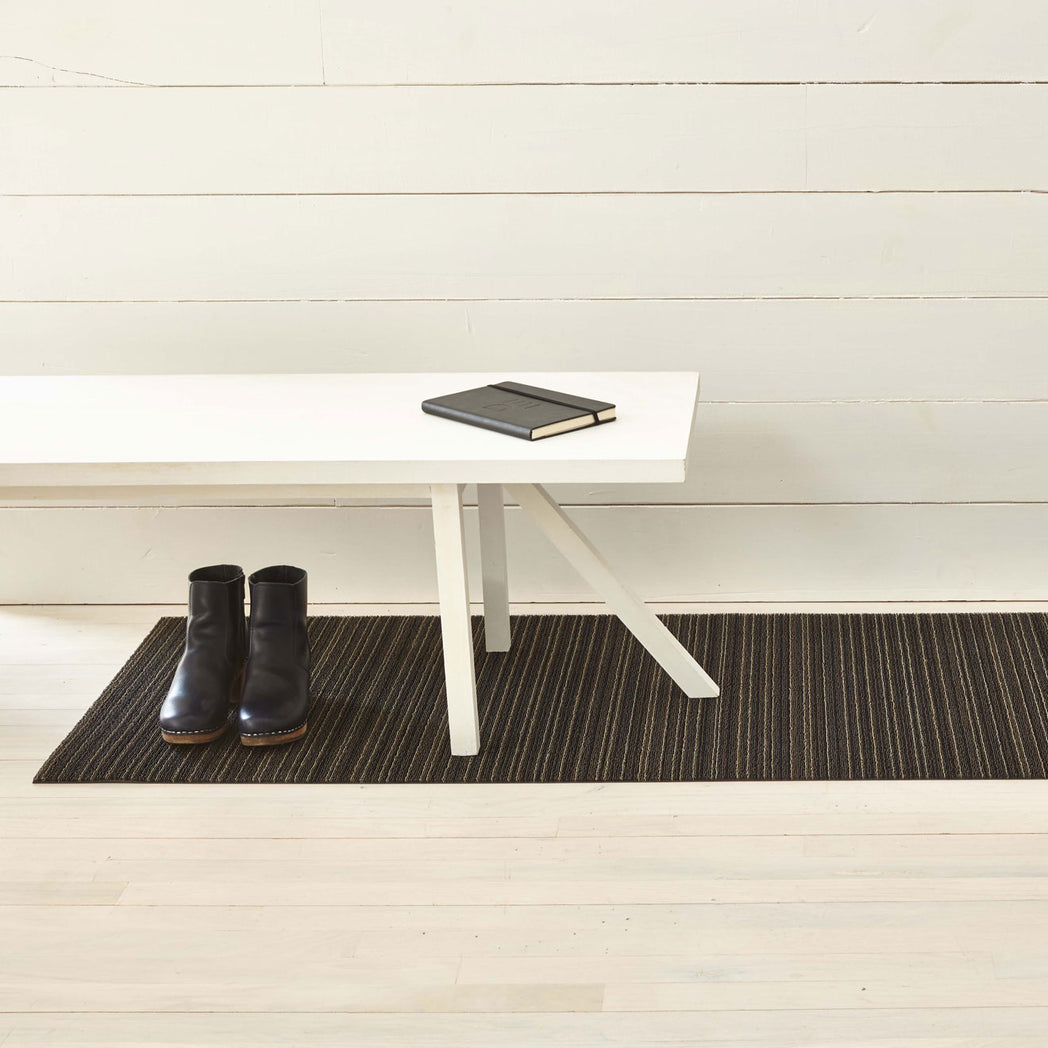 Skinny Stripe Shag Mats - Steel Runner