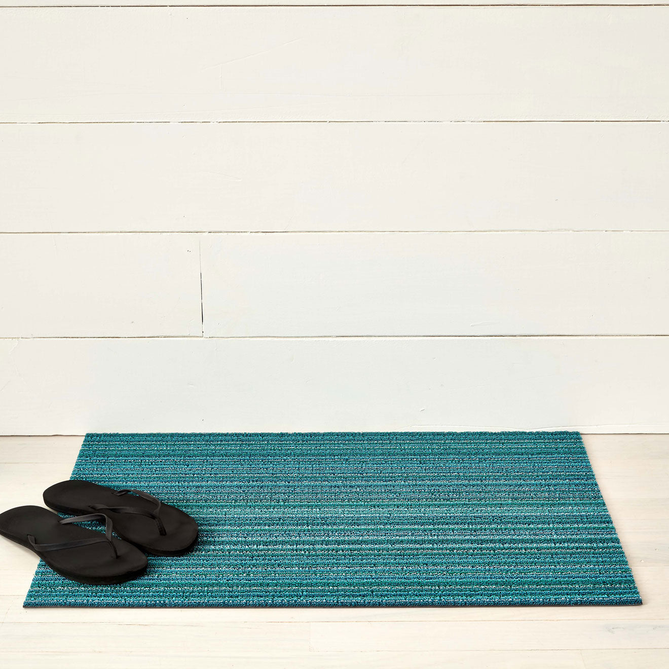 Skinny Stripe Shag Mats - Turquoise Doormat